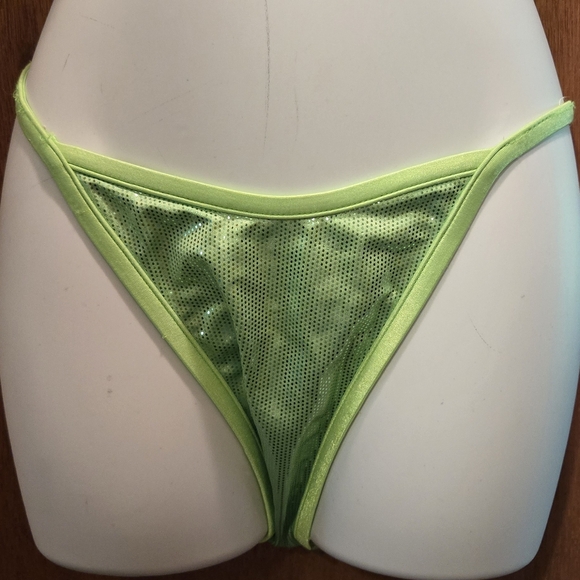 VENUS chartreuse/lime green Sparkly Brazilian cut bikini new no tags SzM/D - Picture 3 of 13